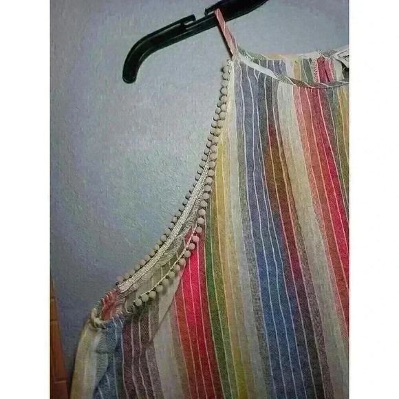 For The Republic Striped Sleeveless Tank Blouse Beaded Accents‎ 1X - Picture 4 of 8